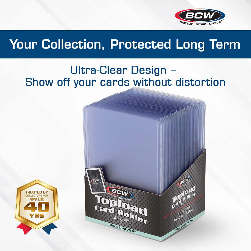 BCW Thick 79PT crystal-clear PVC for premium visibility of collectibles.
