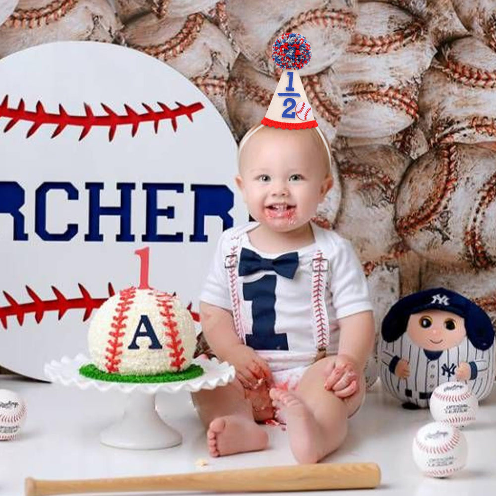 BEADED Baseball Half Birthday Banner display for party decor
