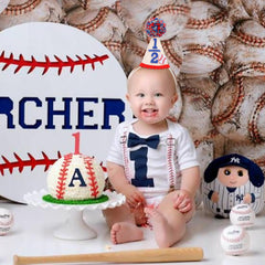 BEADED Baseball Half Birthday Banner display for party decor