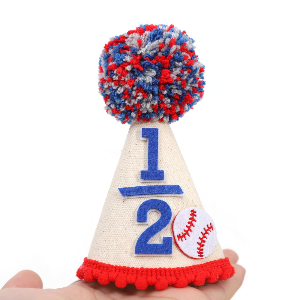 BEADED Baseball Half Birthday Hat cake-time shot prop