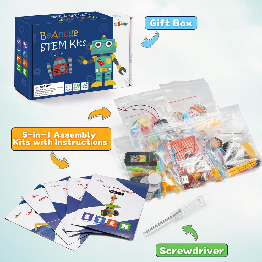 BeAndge stem kit contents overview: comprehensive setup for home or classroom projects.