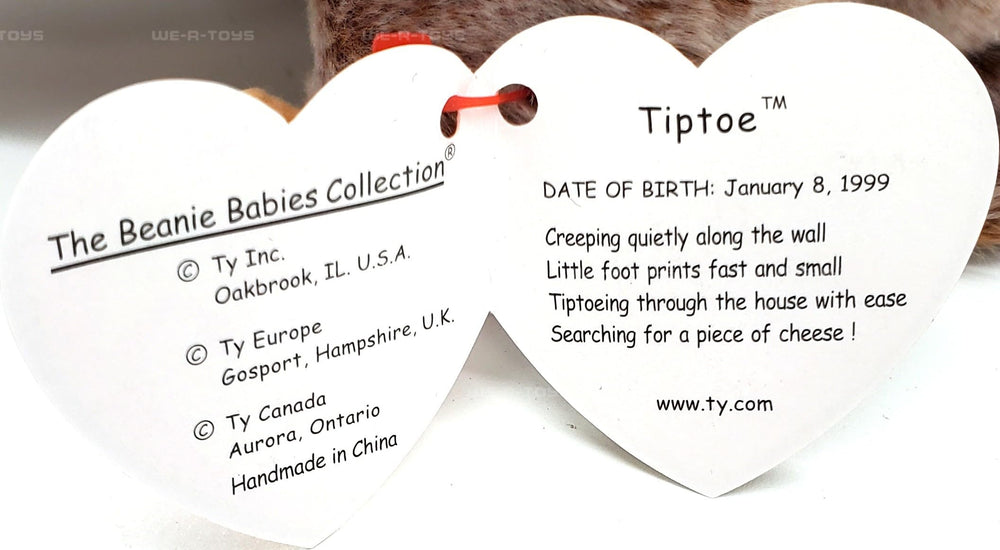 Beanie Babies Tiptoe the Rat soft plush fabric highlights tactile appeal for display or gifting