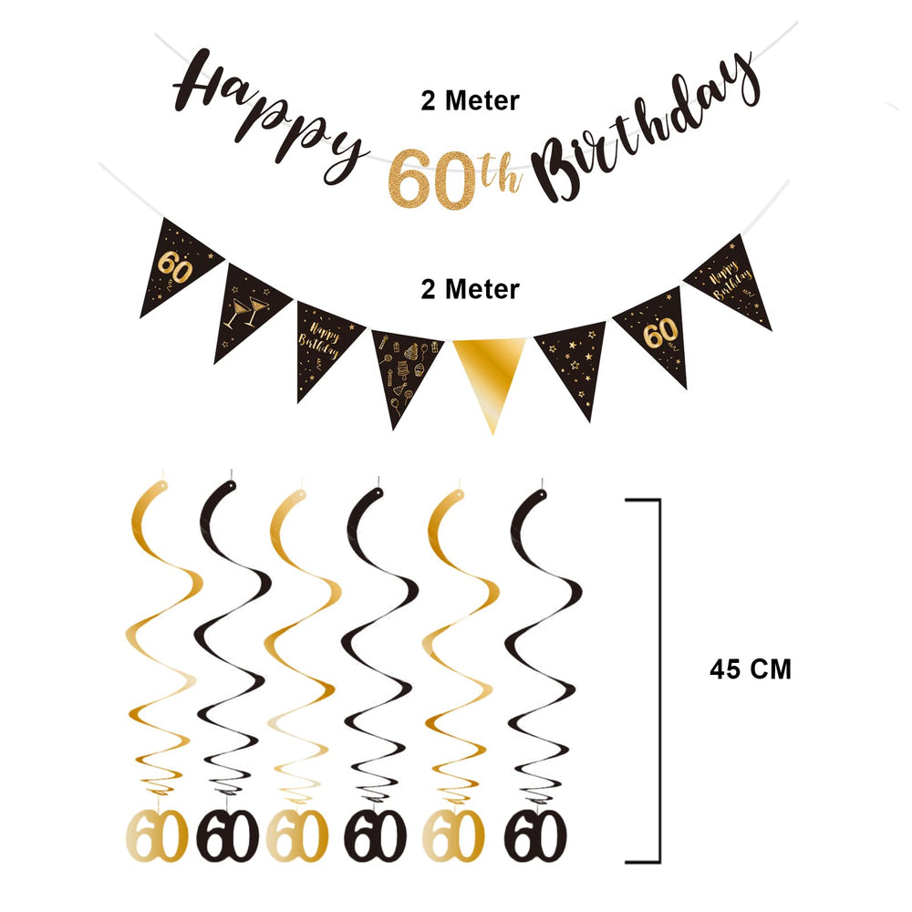 BRT Bearingshui hanging swirls add shimmering movement to 60th party decor.
