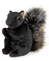 Bearington Acorn Black plush squirrel side view, ideal cuddle buddy for kids