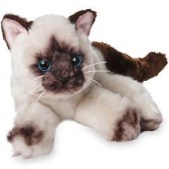 Bearington Cleo Siamese Cat Plush, 15-inch, with soft fur for cozy cuddles.
