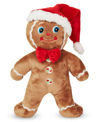 Bearington Jolly Gingerbread plush wearing a Santa hat for festive decor centerpiece