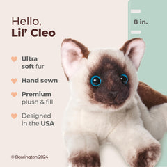 Bearington Lil’ Cleo Siamese cat plush snuggle body ready for bedtime comfort
