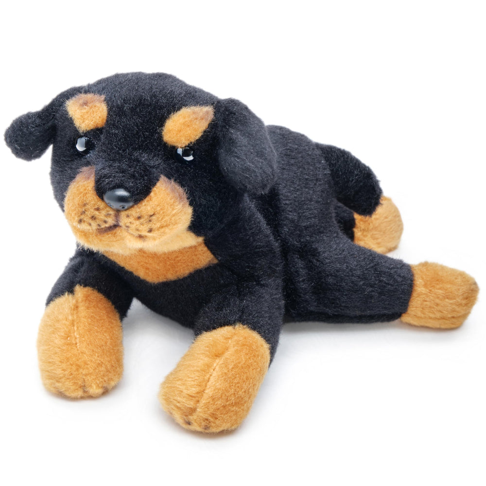 Bearington Lil' Gunner plush 8-inch rottweiler, soft fur for cozy cuddling and play.