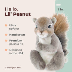 Bearington Lil' Peanut Squirrel 7-inch plush ideal for travel and hugs