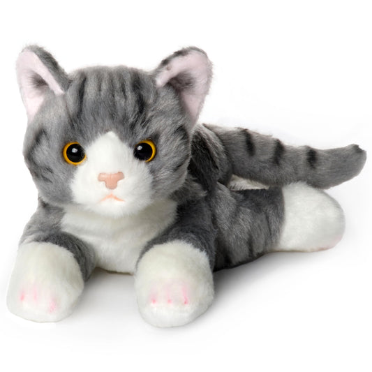 Bearington Lil' Socks 8in plush cat with soft gray fur for cozy hugs.