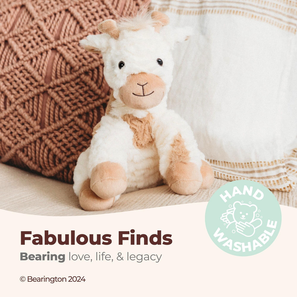Bearington Lofty soft-bodied giraffe plush for cozy hugs and travel.