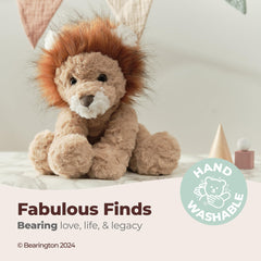 Close-up of Roary's hand-sewn nose and soft plush fabric.