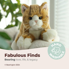 Bearington Tabby Cat Plush soft fur creates comforting snuggle buddy
