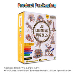 BEARUN 3D coloring reindeer model as a festive craft and imaginative play