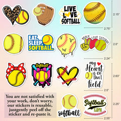 BEATRI Softball Stickers variety shot highlighting non-repeating designs for personalization