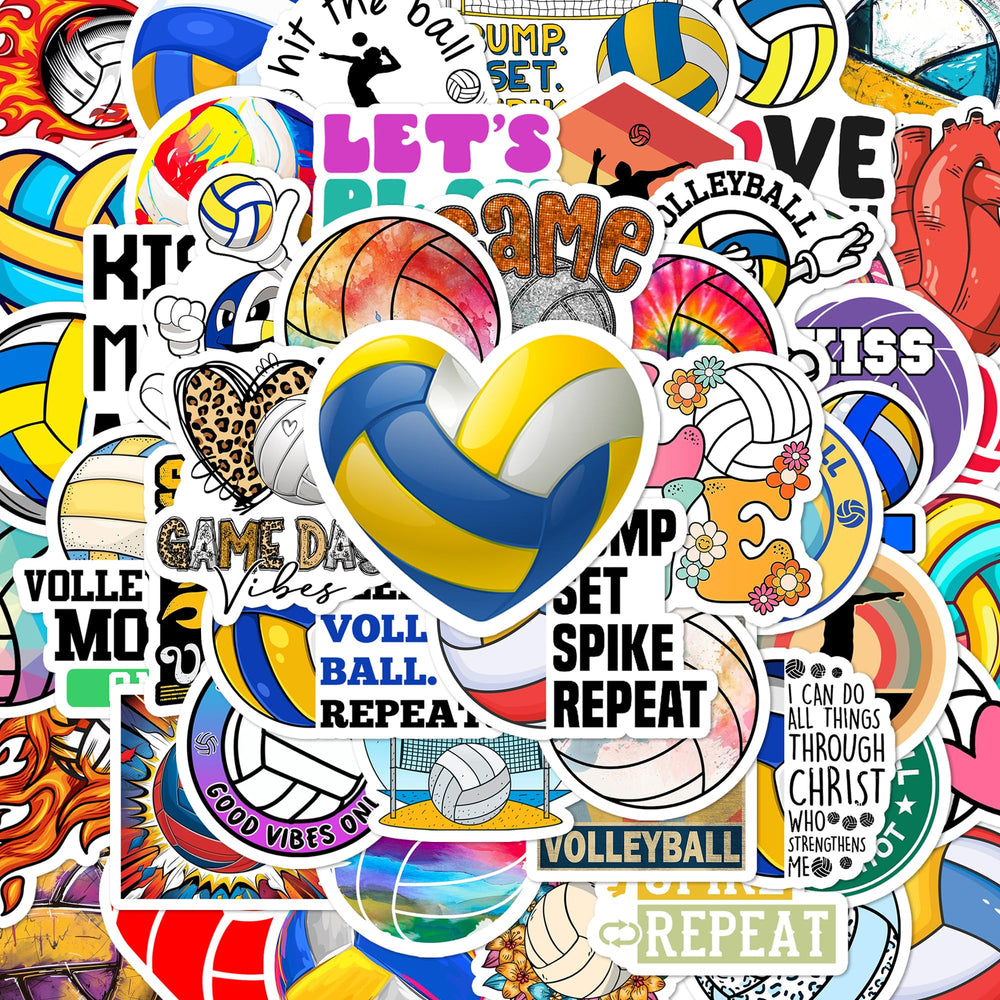 Beatri volleyball stickers collection – 50 unique designs for laptops and water bottles.