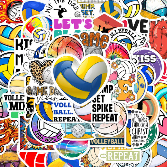Beatri volleyball stickers collection β 50 unique designs for laptops and water bottles.