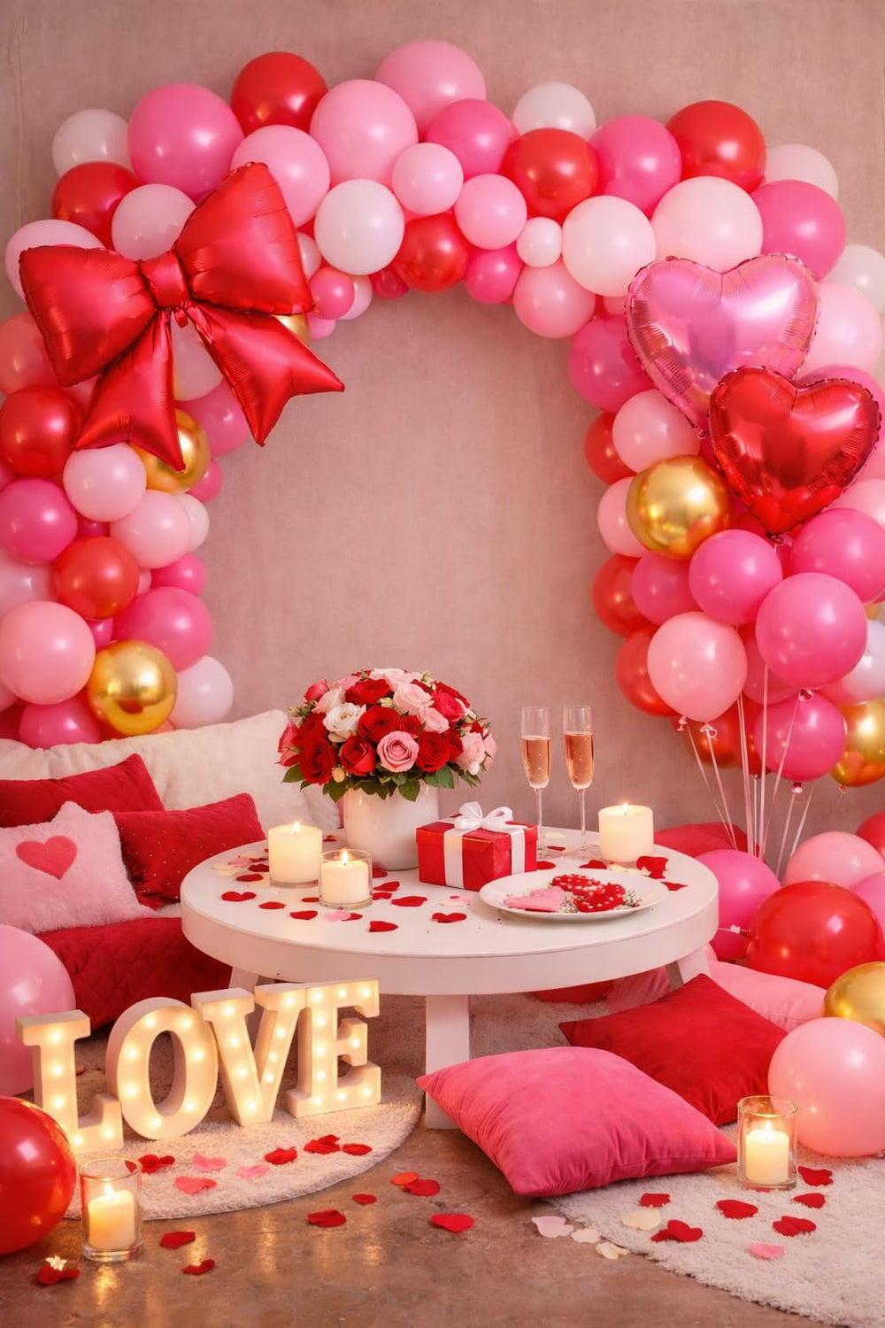 Beaumode foil heart balloons provide bold focal points for photos and entrances.