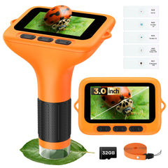 BEBANG 3-inch screen microscope for kids with vivid real-time specimen viewing.
