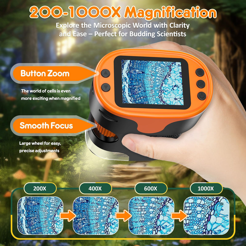 BEBANG 4K 2-inch screen display provides crisp magnified views for learning.