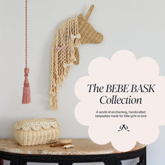 Natural seagrass finish from BEBE BASK enhances any toy collection