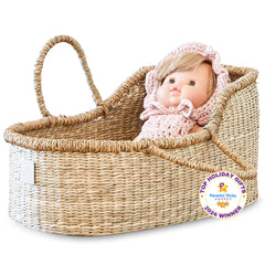 BEBE BASK premium doll bassinet in seagrass, ideal for cozy doll play sessions