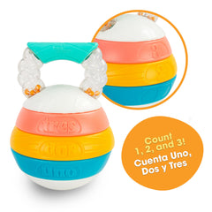 BEBÉ FUERTE Kettlebell beads in handle provide engaging rattling sound during movement