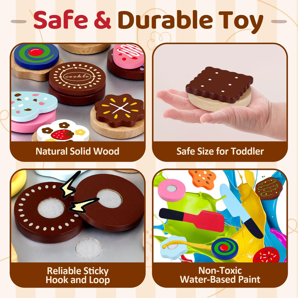 Beberolen cookie sheet organizes play food on a sturdy surface