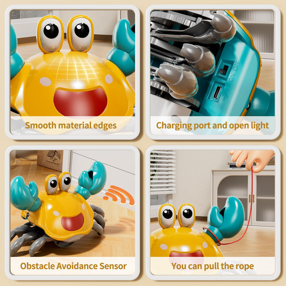 Beby Buty Crawling Crab Toy obstacle sensors help children explore safely.