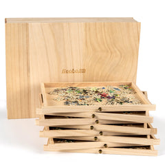 Becko US wooden puzzle tray with drawer design for easy sorting and dust protection