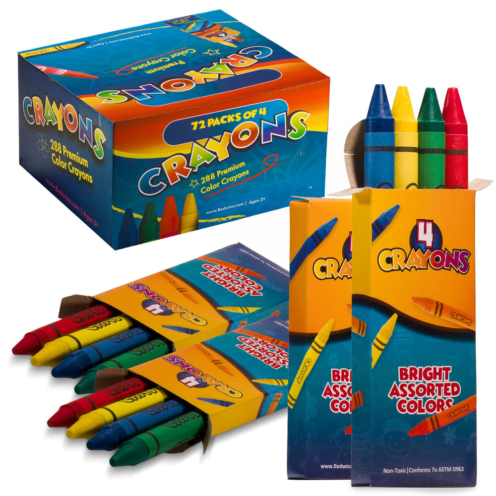Bedwina bulk crayons 288-pack with vibrant colors for extended coloring sessions