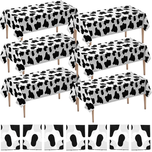 Bedwina Cow Print Tablecloth Pack of 6 covers tables with a bold, festive cow pattern.