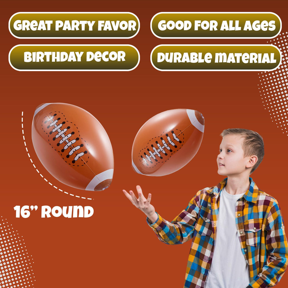 Bedwina durable vinyl footballs for lasting use at parties and games.
