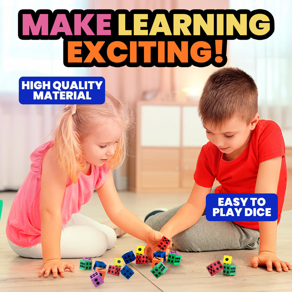 Bedwina foam dice colorful set, 1.5-inch, versatile for education