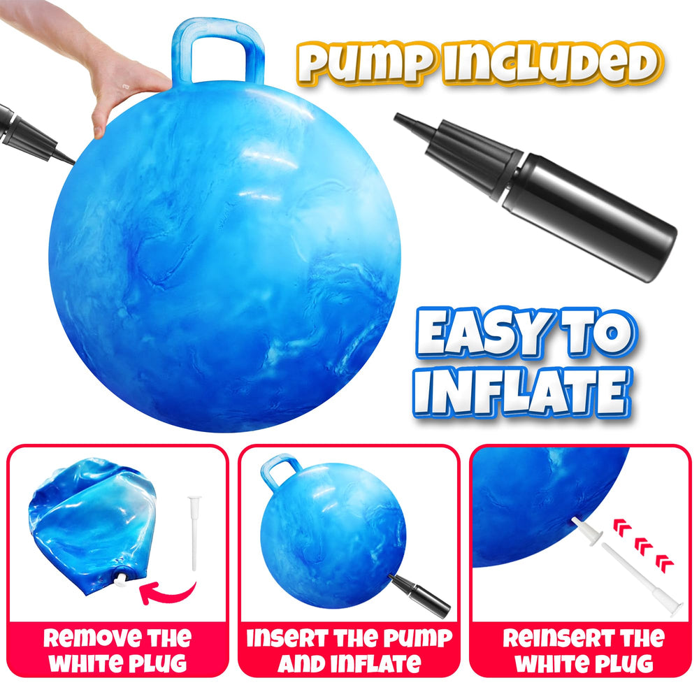 Bedwina hopper ball with pump included for quick setup.