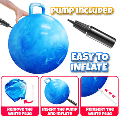 Bedwina hopper ball with pump included for quick setup.