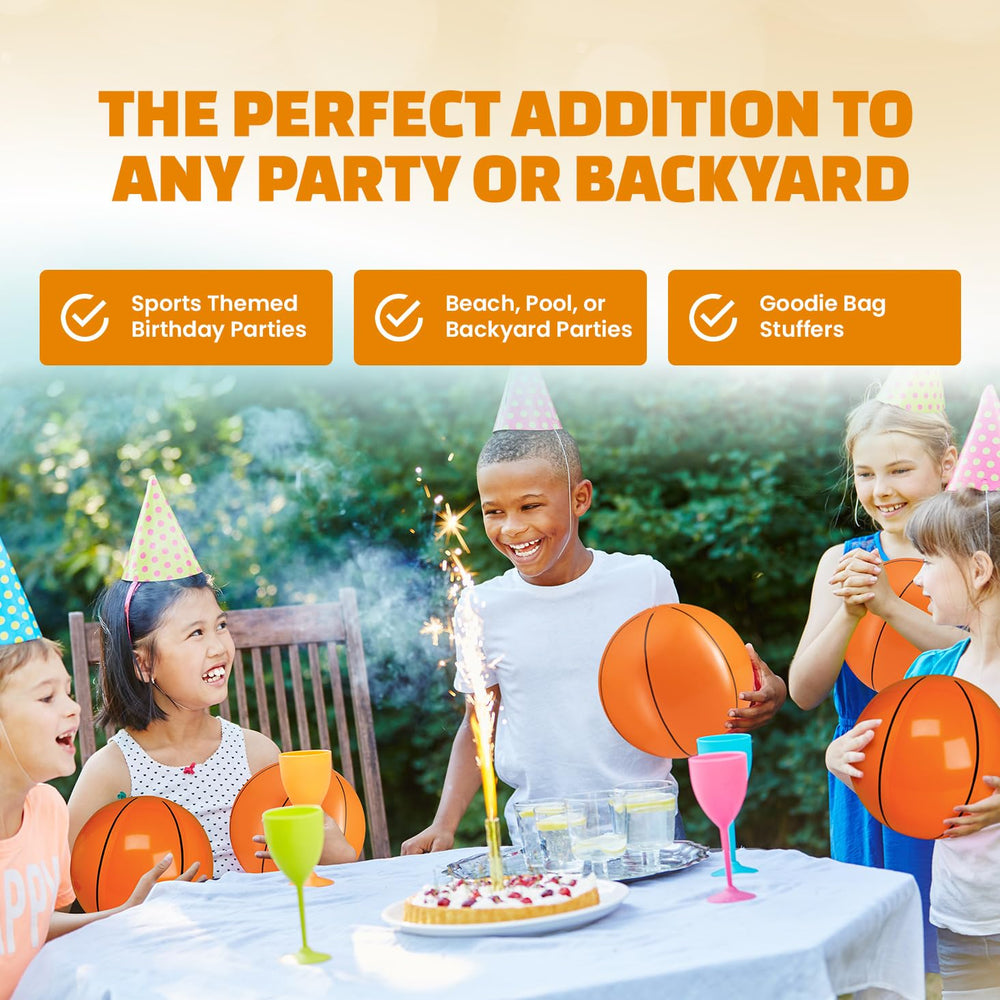 Bedwina inflatable basketball 16-inch side view, durable PVC for long-lasting use.