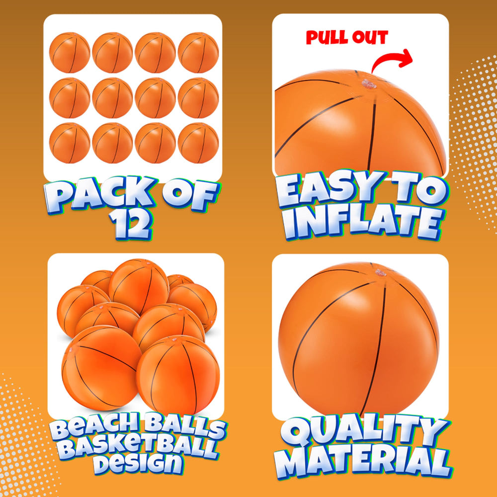 Bedwina inflatable basketballs pack of 12 for beach party decor
