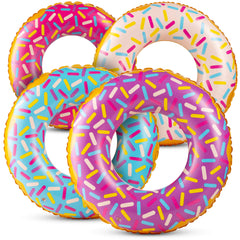 Bedwina inflatable donut pool float in blue with sprinkles, ideal for kids ages 2-6.