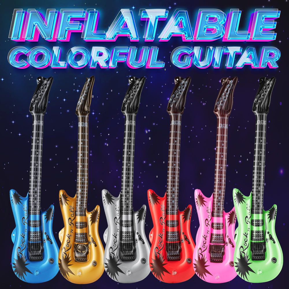 Bedwina rockstar event decor inflatable guitars create a lively stage vibe