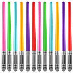 Bedwina inflatable light sabers in yellow neon for festive battles and photo props.