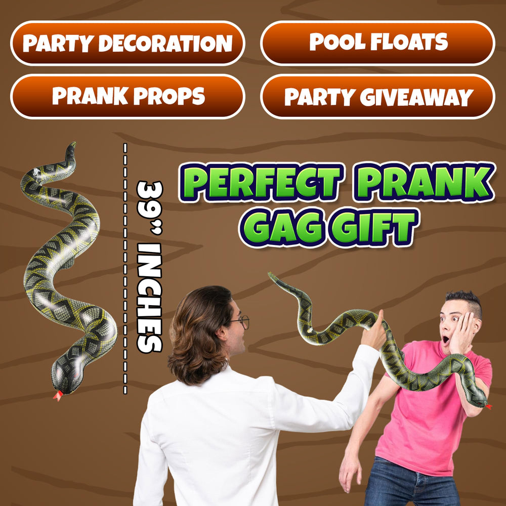 Bedwina inflatable snakes arranged as a party setup for jungle themed events