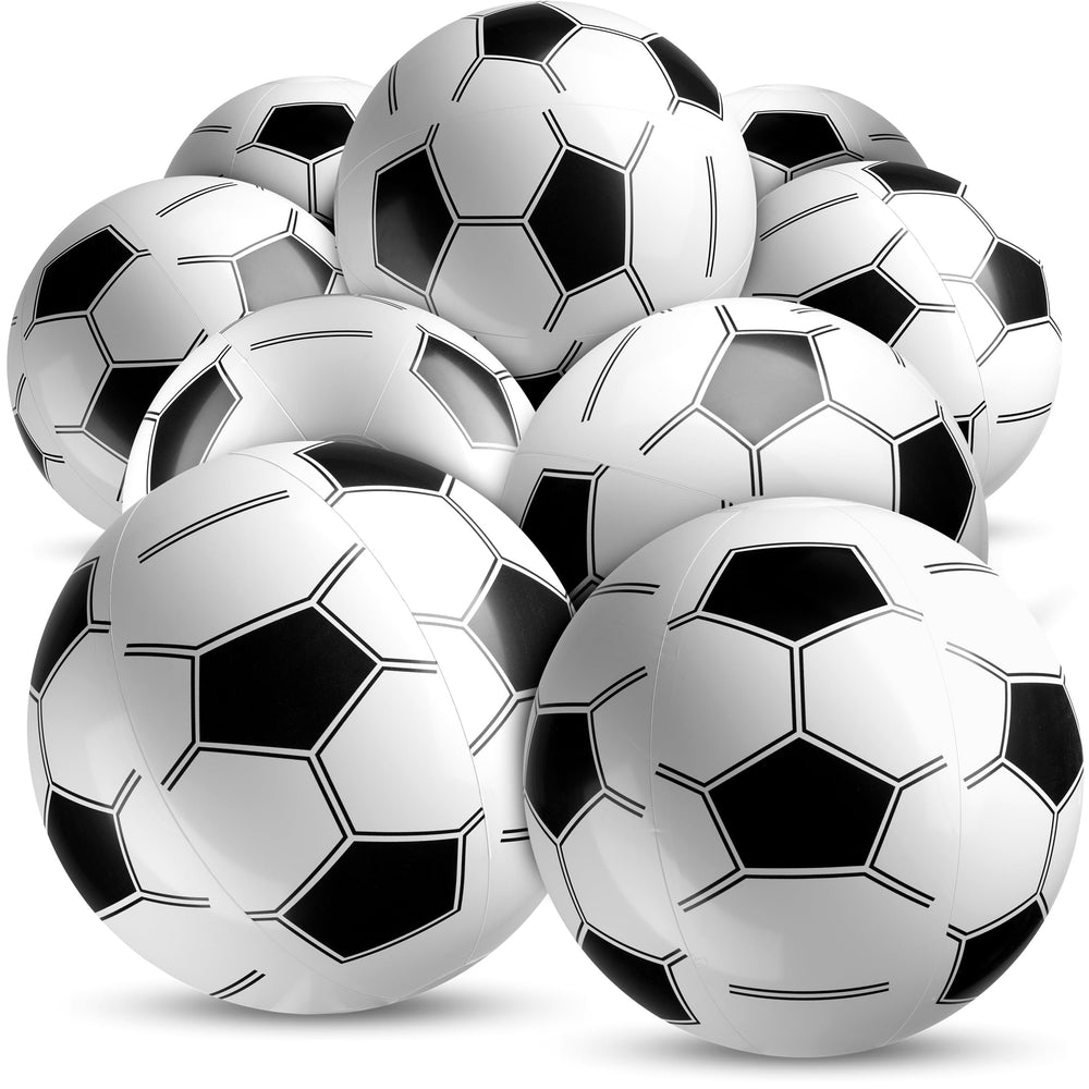 Bedwina inflatable soccer balls pack-12, 16-inch beach toys for pool and party fun.