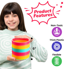 Bedwina jumbo rainbow spring coil close-up shows durable non-toxic plastic.
