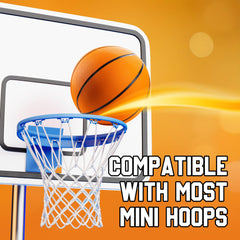 Bedwina mini basketball compatible with rims 12 inches or larger.