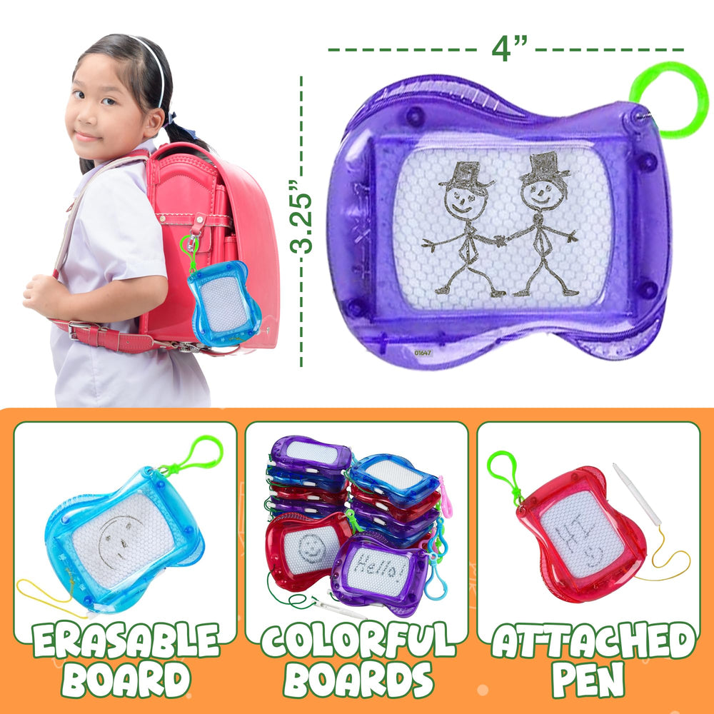 Bedwina mini drawing board with keychain clip for portable play.