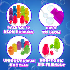 Bedwina mini neon bubbles display box keeps bubbles secure and mess-free during events.