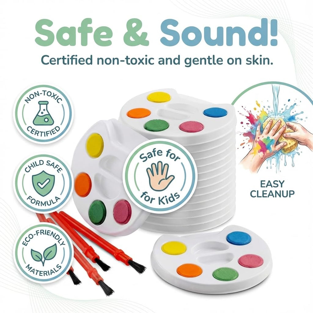 Bedwina mini paint set washable colors rinse clean from skin and fabrics.