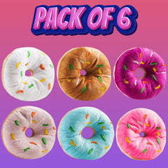 Bedwina plush donut toy in pink sprinkles; kid-friendly decor and durable party favors.