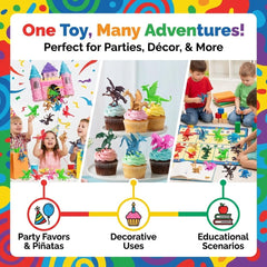 Bedwina rubber-textured dragon figures offer durable, kid-safe craft supplies for dioramas.
